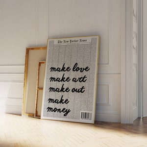 Make Love Make Art Quote Print, Retro Wall Art, Aesthetic Art, Trendy Wall Art, Red Wall Art, New York News, Printable Art, Collage Print