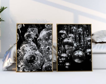 Retro Disco Ball Print Set: Trendige Wandkunst (Digitaler Download)