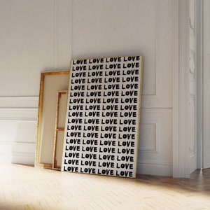 Cartel de amor, arte de pared de amor, cartel retro de gran tamaño, cartel de cita retro, impresión tipográfica, arte de pared de los años 70, impresión preppy, arte trippy de moda
