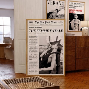 Femme Fatale Schlagzeilen-Poster, Zitat Poster, Retro Bar Warenkorb Wandkunst, New York Nachrichten, Magazin-Cover-Kunst, dunkle feminine Energie Print