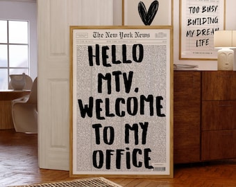 Hi MTV Welcome To My Crib Poster: Retro Office Decor (Digital Download)