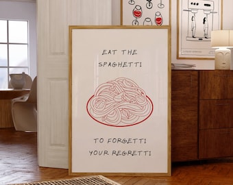 Spaghetti Forgetti Regretti Print, Italian Kitchen Decor (Digital Download)