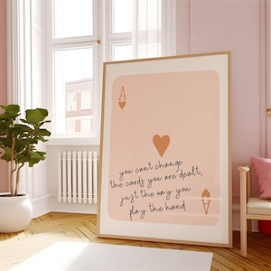 Poster trendy di asso di cuori, arte da parete retrò, arte motivazionale, citazione famosa, stampa estetica, decorazione di carte da gioco, arte da parete alla moda