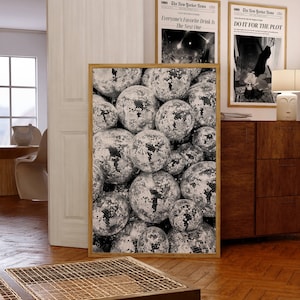 Wydruk Mirrorball, Modne wydruki sztuki ściennej, Dekoracja Disco Ball, Wydruki cyfrowe Disco, Wystrój wózka barowego Preppy, Dziewczęca sztuka do druku, Disco z lat 70.