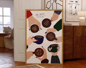 Impresión artística de café de moda: Decoración de pared para la cocina (Descarga digital)