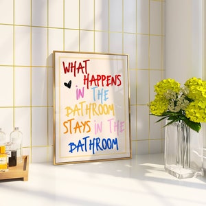 Trendy Preppy Bathroom Wall Decor, Maximalist Bathroom Posters, Funky Home Decor, Colorful Wall ...