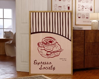 Espresso Society Poster: Kitchen Coffee Print (Digital Download)