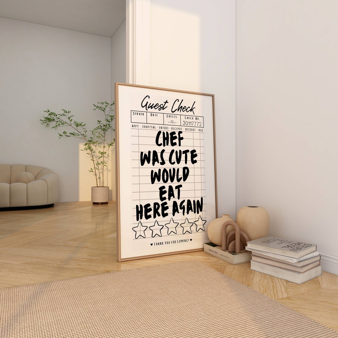 Chef Guest Check Art Print, Retro Kitchen Decor (digital Download) - Etsy