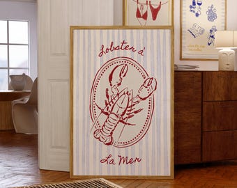 Lobster a la Mer Print: Retro Kitchen Wall Art (Digital Download)