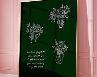 Self Love Poster, Positivity Poster, Trendy Flower Wall Art, Floral Wall Art (Digital Download)