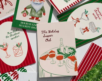 Trendy Christmas Poster Bundle, 70s Style (Digital Download)