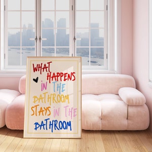 Trendy Preppy Bathroom Wall Decor, Maximalist Bathroom Posters, Funky Home Decor, Colorful Wall ...
