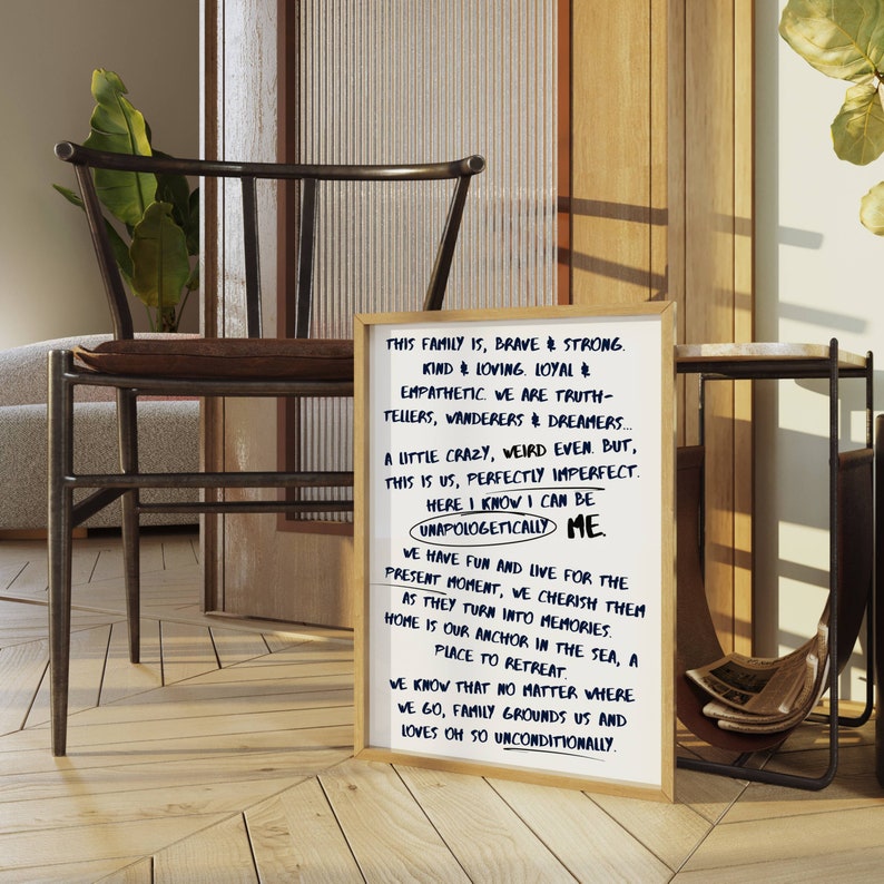 FAMILIE MANTRA Familien Poster schwarz weiß Kunst Etsy.de