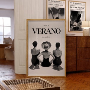 Cartel de portada de la revista Verano, cartel vintage, arte de pared de verano de moda, cartel de exposición, impresión de lujo, cartel de verano, impresión de pared retro de los años 70