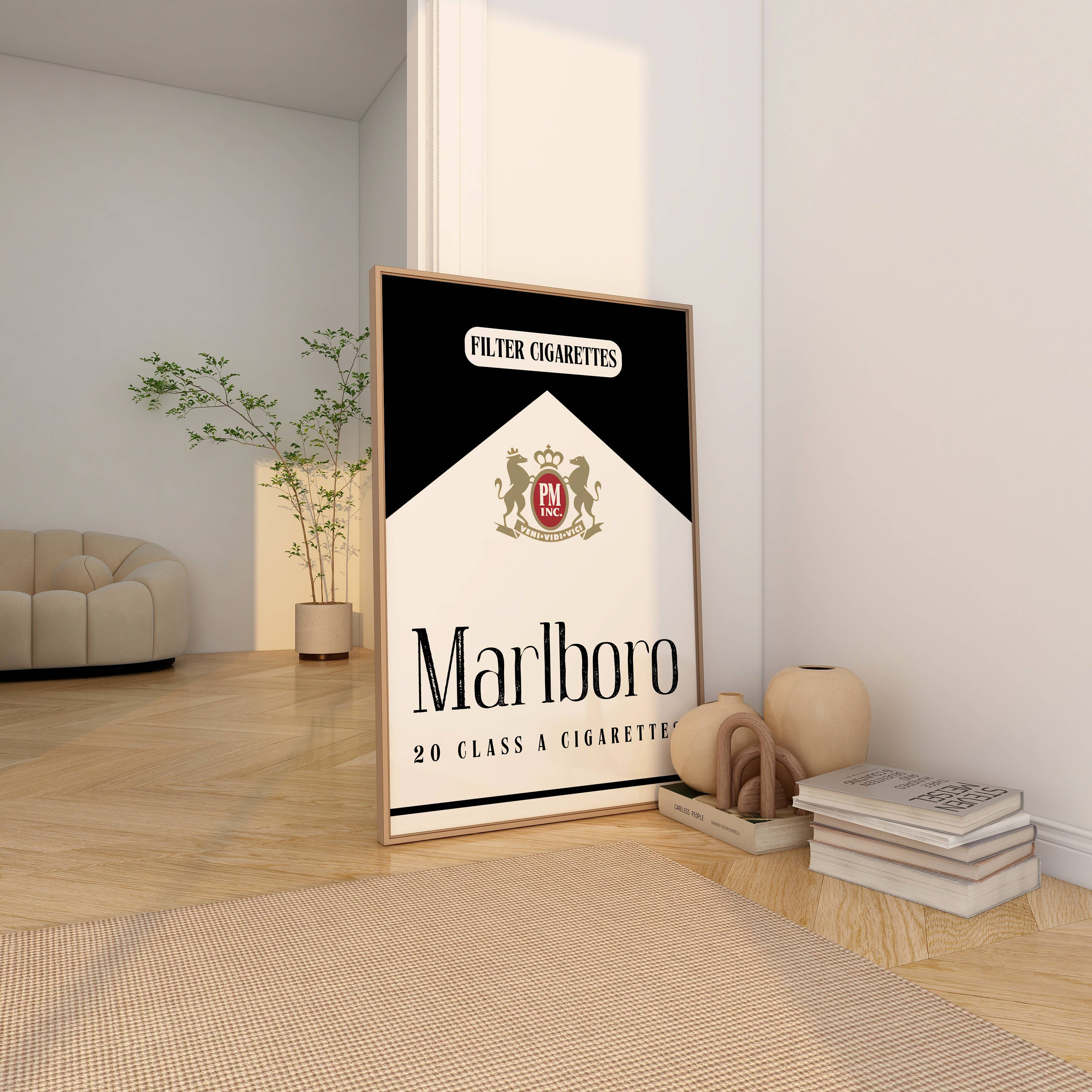marlboro tobacco asda Retro Bar Cart Art, Black White Poster, Marlboro Print, Retro Aesthetic,  Typography Print, Aesthetic Print, Trendy Vintage Poster, Printable