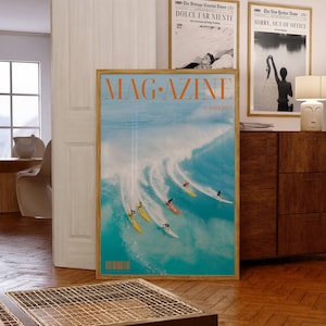 Surf Magazine Poster, Beach Wall Art, Summer Print, Surf Poster, Summer House Art, Trendy Surfer Print, Retro 70s Print, Aesthetic Surf Art