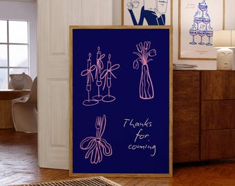 Thanks For Coming Print: Trendy Typography Art, Colourful Poster, Living Room Decor, Digital Download