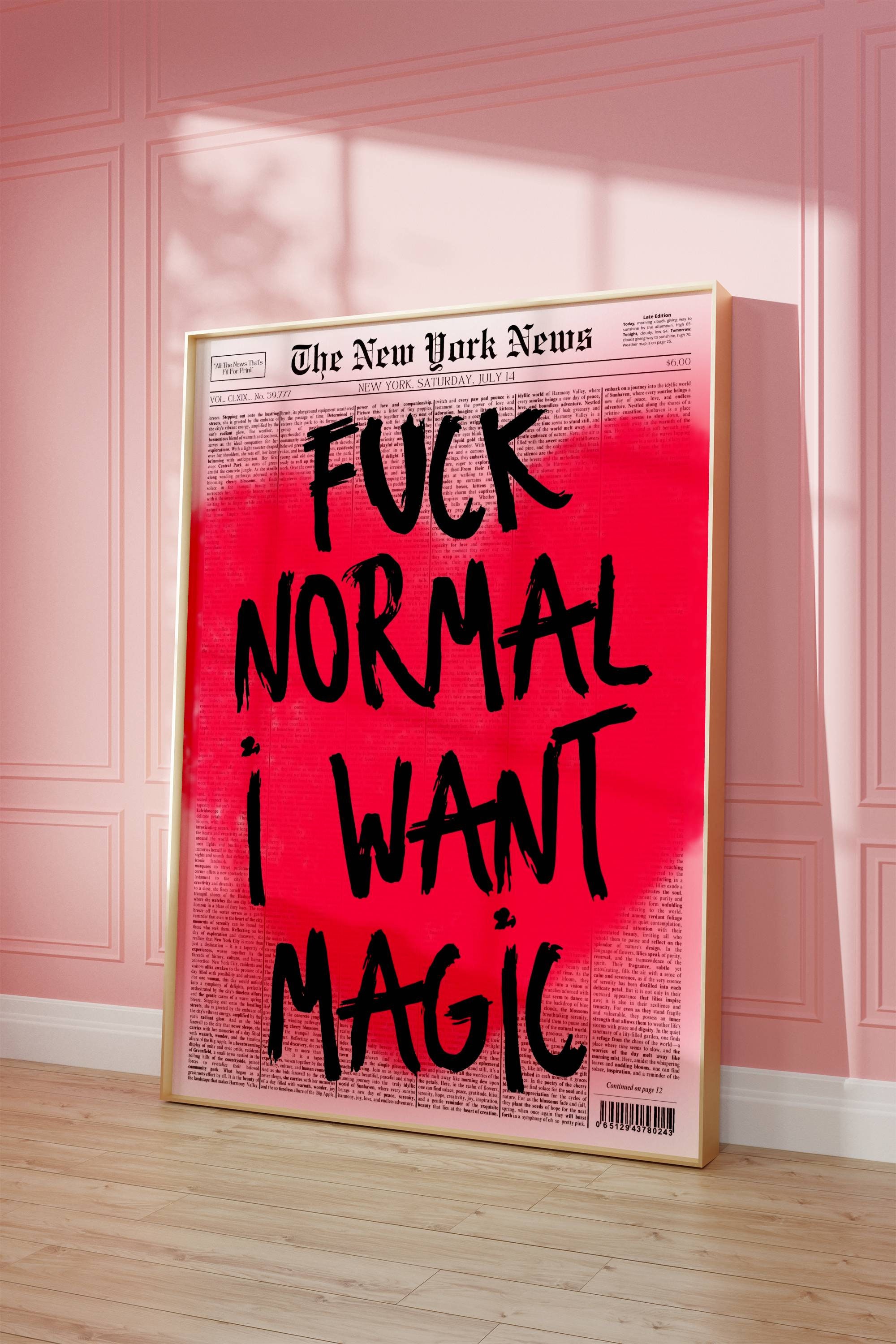 Fuck Normal I Want Magic Print: Retro Newspaper Art (digital