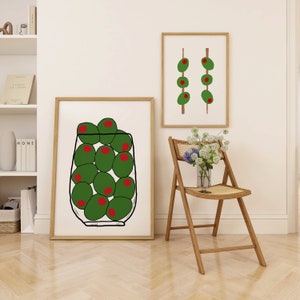 Olive Bar Cart Art, Esthetisch Keuken Decor, Olive Poster, Olive Print, Bar Cart Wall Art Prints, Chef Print, Food Print, Olijven Wall Art