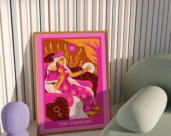 Trendy Celestial Tarot Cards, The Empress Poster, Celestial Spiritual Decor, Aesthetic Room Art, The Empress Tarot Card Wall Art Print