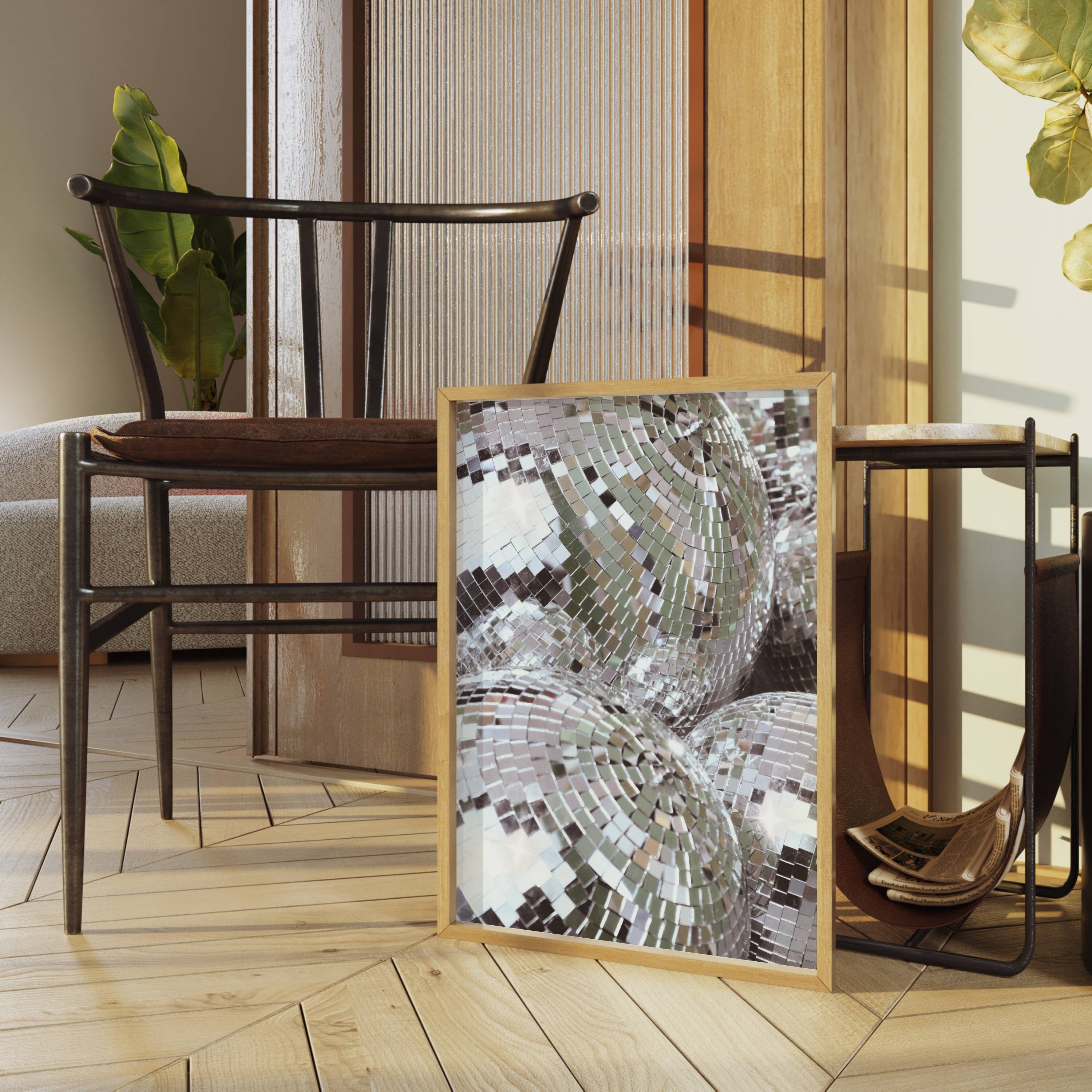 Linilioart Leoparden Leinwand Kunst - 3-teilig High Heels & Discokugel 30x40cm