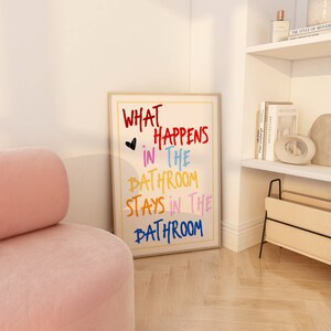 Trendy Preppy Bathroom Wall Decor, Maximalist Bathroom Posters, Funky Home Decor, Colorful Wall ...