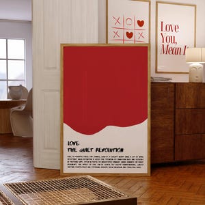 Love Poster, Aesthetic Love Wall Art, Retro Maximalist Print, Red Wall Art, Edgy Art, 70s Wall Art, Love Quote Wall Art, Retro Love Print