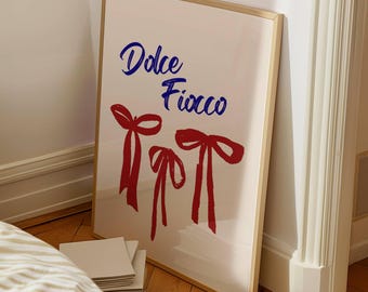 Retro 70s Bows Print, Italian Quote Wall Art (Digital Download)