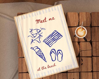La Dolce Vita Beach Print: Retro Summer Wall Art (Digital Download)