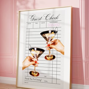 Gast Check Poster, Martini Druck, Martini Poster, Bar Warenkorb Kunst Dekor, Retro Martini Wandkunst, Trendige Küchen Wandkunst, Cocktail Druck