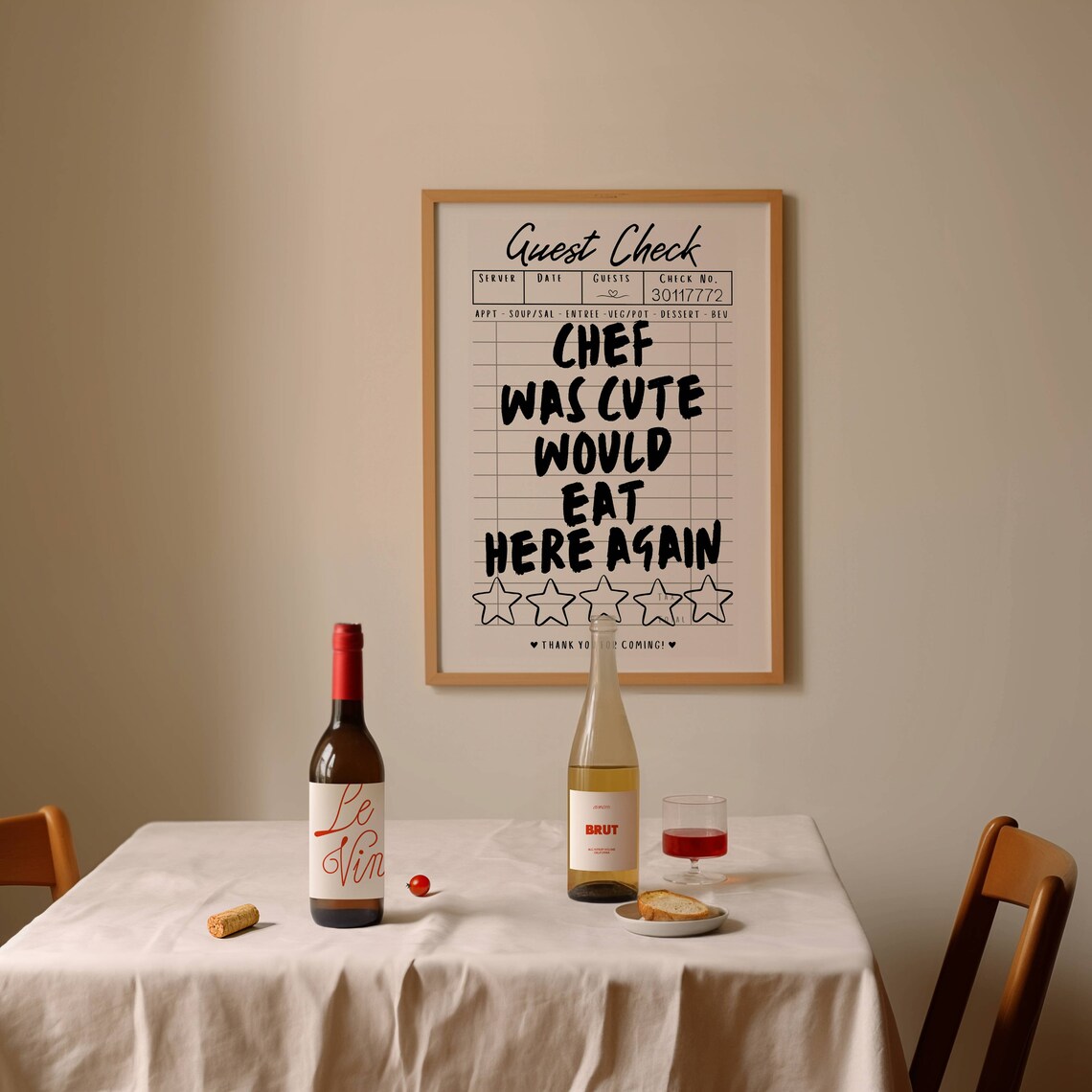 Chef Guest Check Art Print, Retro Kitchen Decor (digital Download) - Etsy