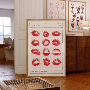 Rote Lippen Kunst Poster, Retro Edgy Print (Digitaler Download)