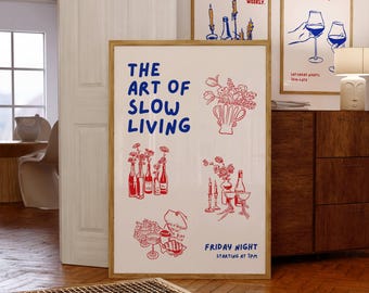 Art of Slow Living-tryck: Trendig retroväggkonst (digital nedladdning)