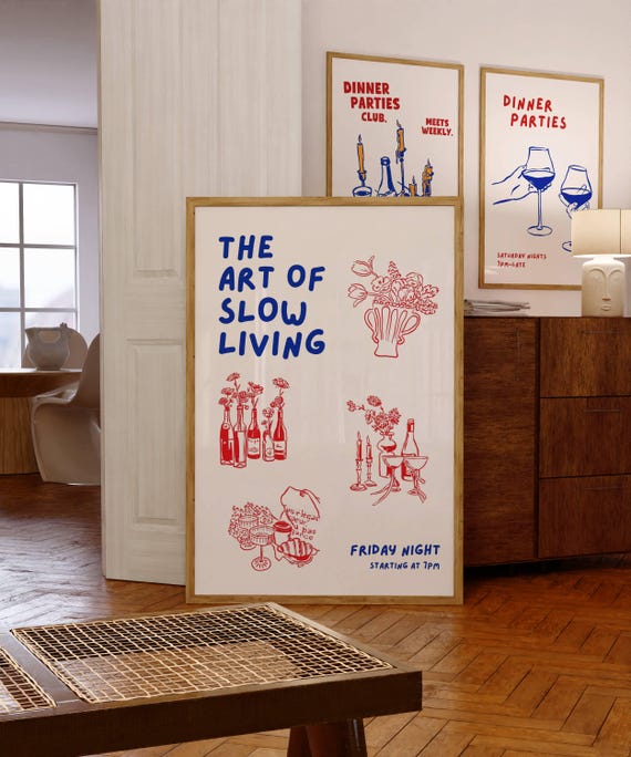 Art of Slow Living Print: Trendy Retro Wall Art (Digital Download)
