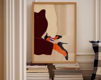 Hand Drawn Abstract Woman Art Print, Trendy Room Decor (Digital Download)
