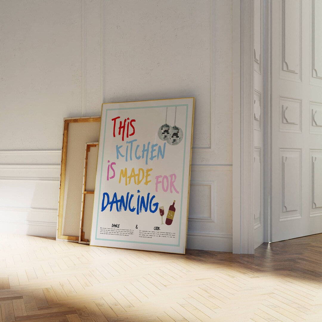 kitchen wall art set of 6 fun foodie prints this... This Kitchen is for Dancing Poster: Retro Kitchen Art (digital Download ...