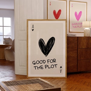 Póster "Good For The Plot", Impresión de As de Corazones, Láminas de Arte de Pared de Moda, Paquete de Pósteres de Arte de Pared, Arte Imprimible de Moda, Decoración Retro Estética