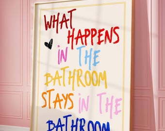 Trendy Preppy Bathroom Wall Decor, Maximalist Bathroom Posters, Funky Home Decor, Colorful Wall Prints, Funny Bathroom Poster, Trendy Prints