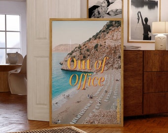 Out of Office Beach Poster: Retro 70s Summer Print (Digital Download)