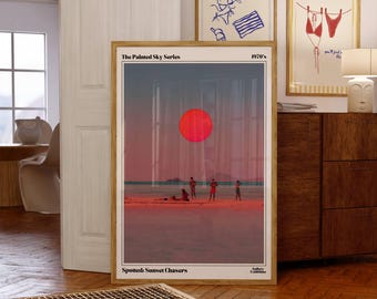 Sunset Print, Sunset Poster, Trendy Wall Art, Summer Poster, Exhibition Poster, Printable Art, Retro Wall Decor, Trendy Retro 70s Decor