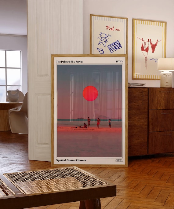 Sunset Print, Sunset Poster, Trendy Wall Art, Summer Poster, Exhibition Poster, Printable Art, Retro Wall Decor, Trendy Retro 70s Decor