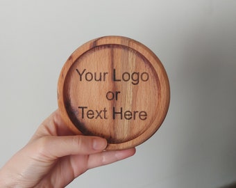 Custom Design Wooden Coasters, Custom Logo Gift Personalized Coaster Custom Text Housewarming Gift Business Gift Corporate Gift Office Decor