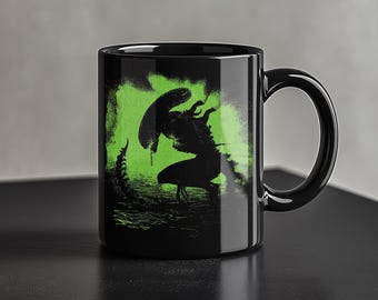 Alien Coffee Mug, Retro Black & Green Xenomorph Movie Collectible Cup