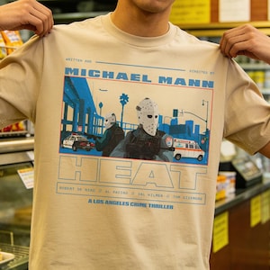 Retro 90s Action Movie Graphic Tee: Los Angeles Bank Robbery Film Heat T-Shirt