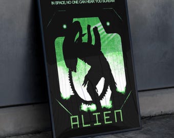 Retro Alien Poster, Framed Unframed Custom Xenomorph Horror Alternate Movie Print