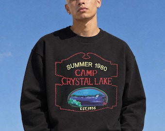 Camp Crystal Lake Sweatshirt, Retro 80s Horror Movie Crewneck