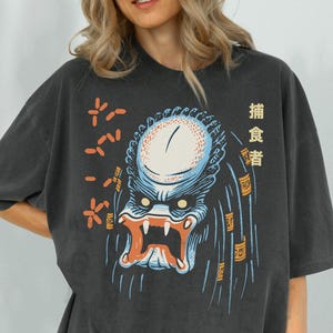 Vintage Sci-Fi Action Movie Shirt, Unisex Japanese Anime Style Graphic Tee, 80s Alien Monster Movie Memorabilia, Gift for Dad or Boyfriend
