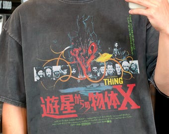 Retro 80er Jahre Horrorfilm-Shirt, Outpost 31 japanisches Filmplakat Grafik-T-Shirt