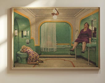 Overlook Hotel Bathroom Poster, Funny Bridesmaids in Room 237 Movie Wall Art Print