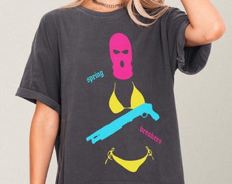 Spring Breakers Minimal Art T-Shirt, Neon Y2K Style Movie Graphic Tee